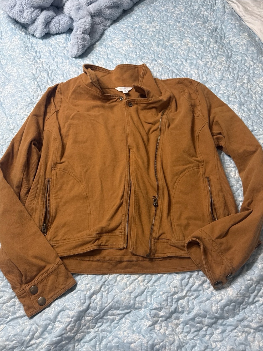 Time and Tru Moto-Style Utility Jacket in Caramel